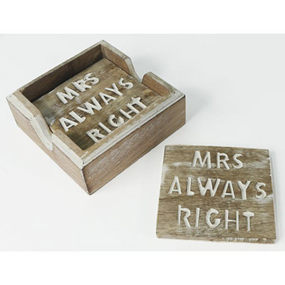 "Mr's Always Right" Set Of 4 Coasters